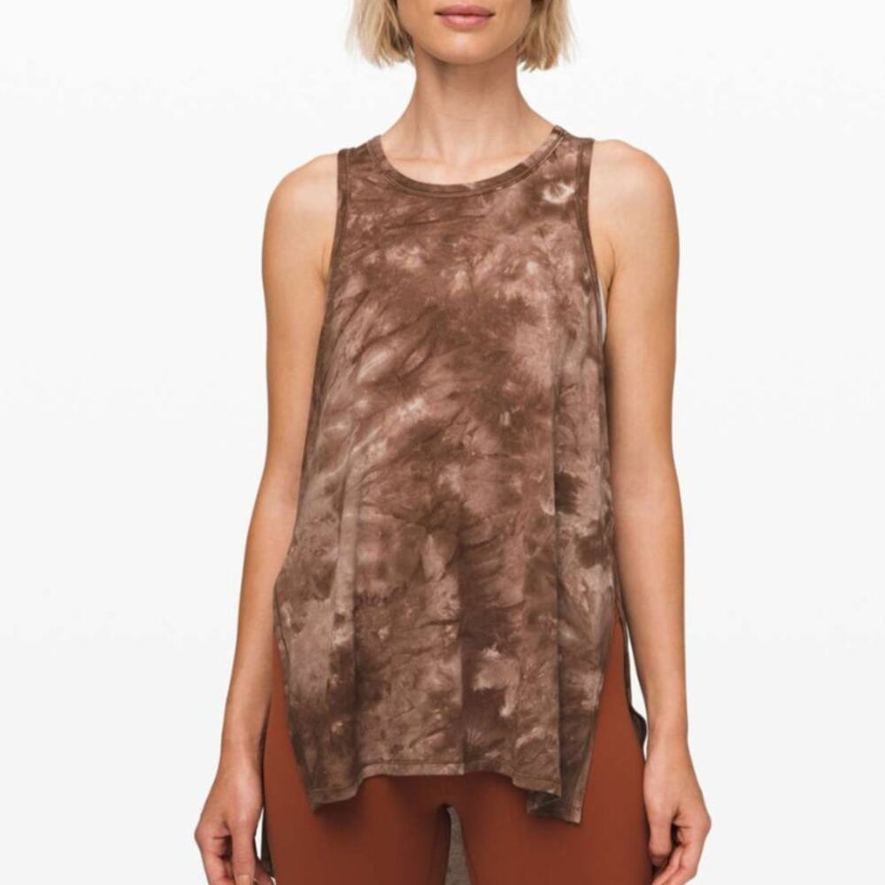 Lululemon Long for Length Tank Diamond Dye Pink Bliss Spanish Oak Medium Tie Dye
